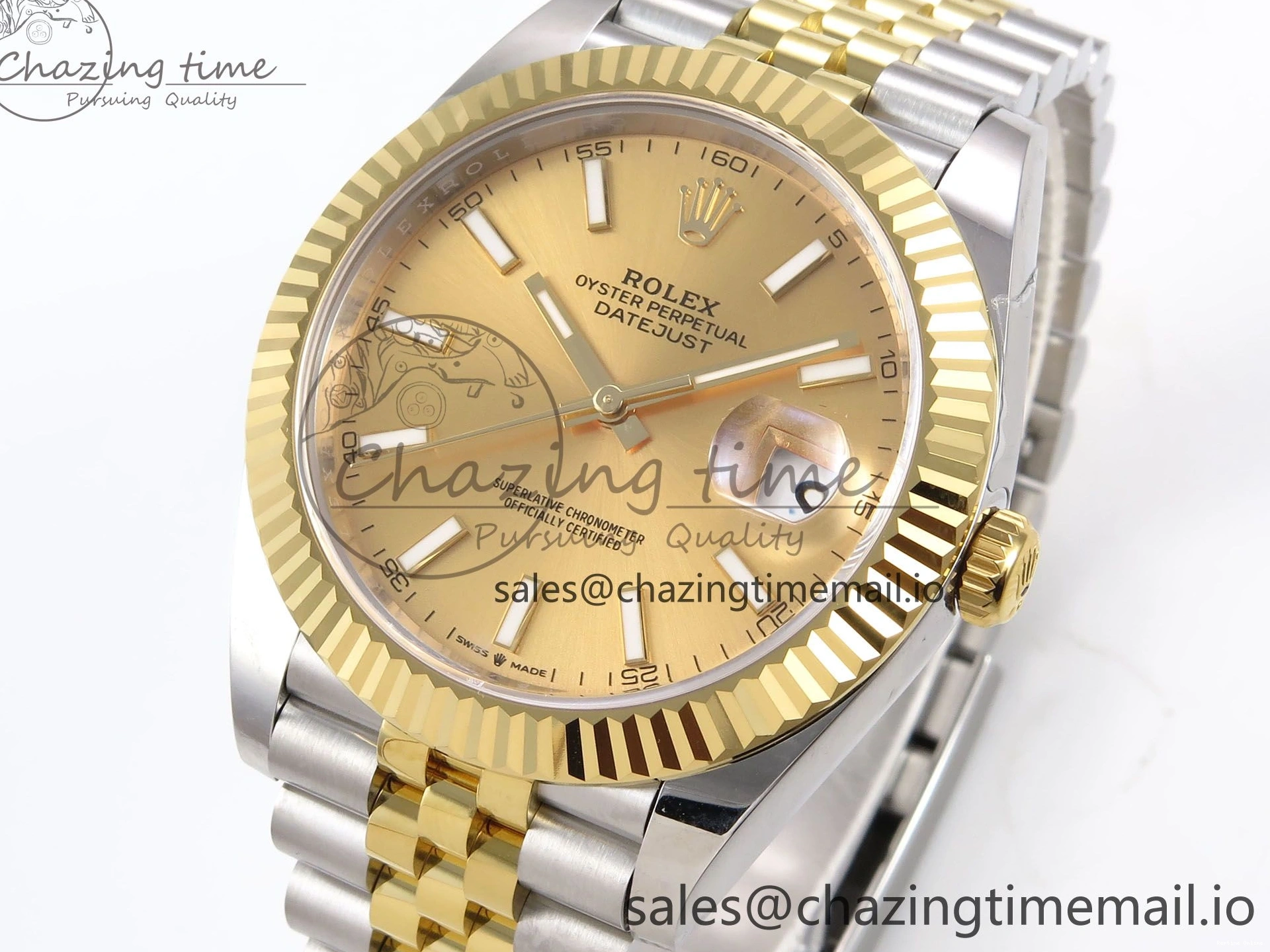 1220 Vibrant DateJust 41 126333 EWEF Best Edition YG Stick Dial on SS YG Jubilee Bracelet A 990